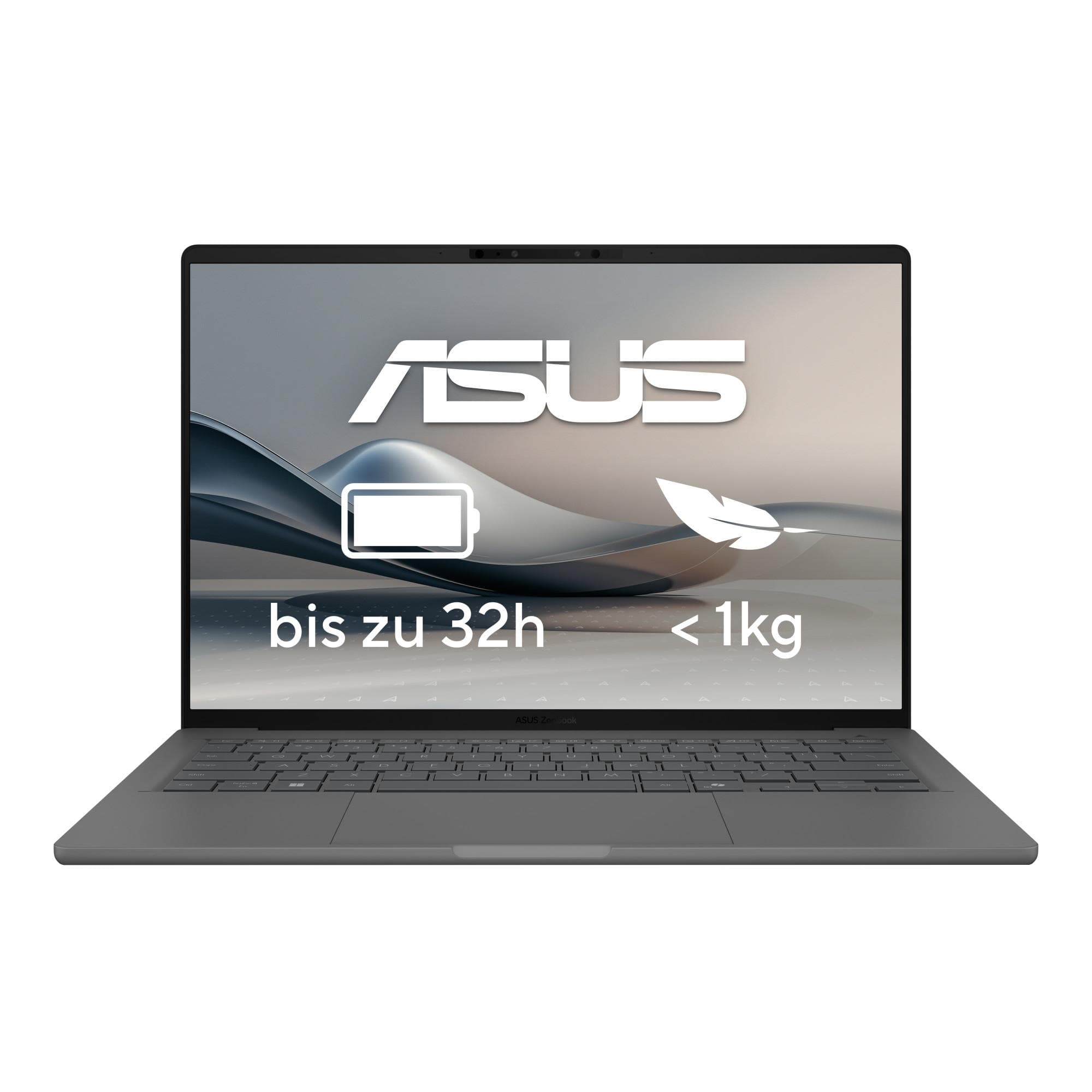Zenbook A14, Grau, 14 Zoll, WUXGA, OLED, Snapdragon X, 32 GB, 1 TB SSD, Qualcomm Adreno