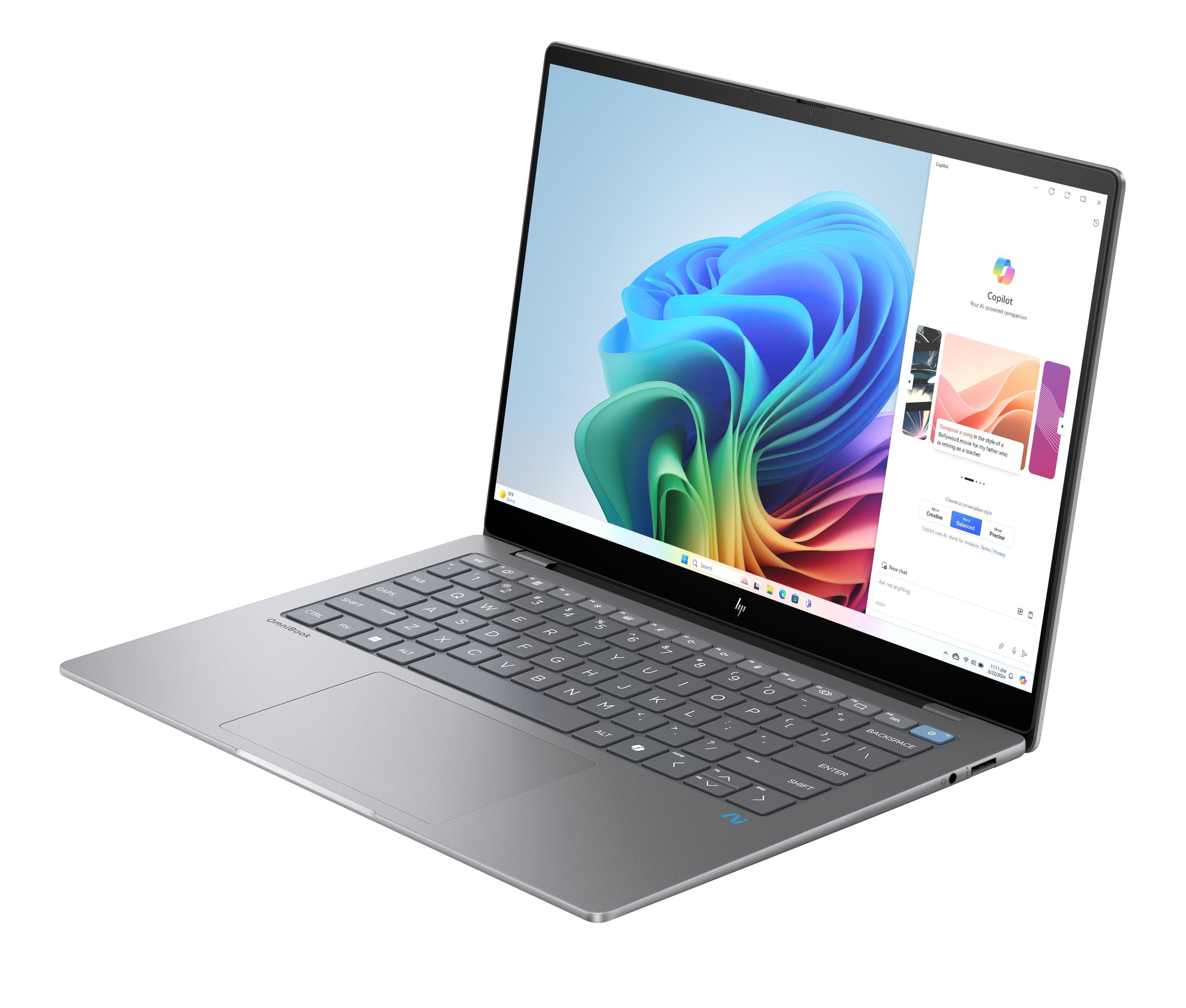 Notebook OmniBook X 14, Meteor Silver, Copilot+ PC, 14 Zoll, 2,2K, IPS, Snapdragon Elite, 16 GB, 1 TB M.2 SSD