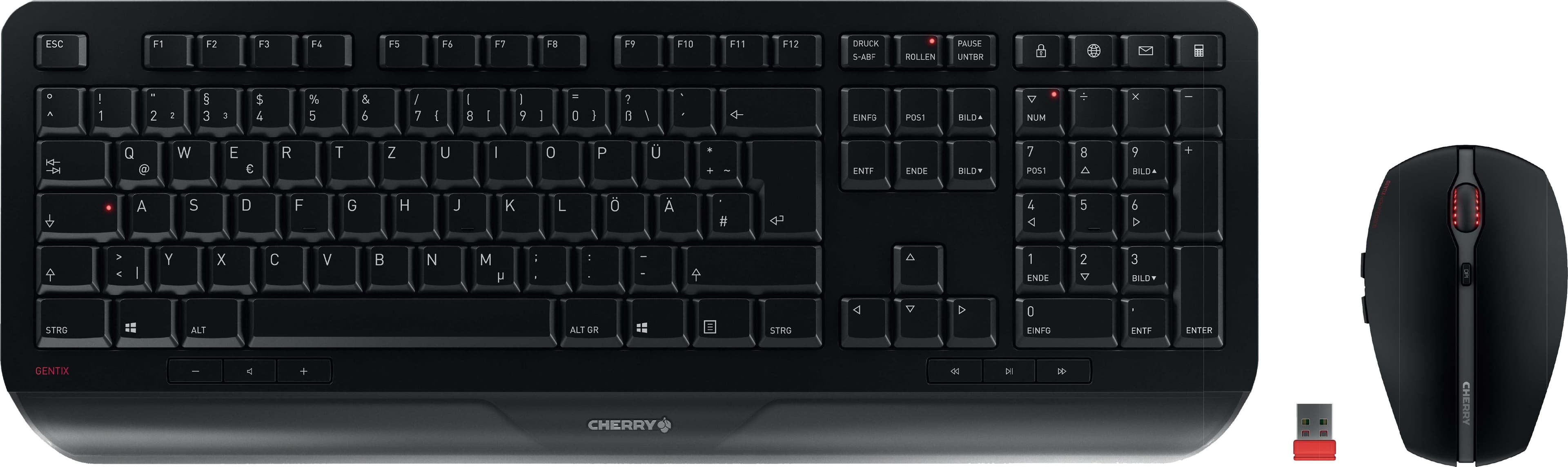 Gentix Desktop Wireless, DE-Layout, Schwarz Maus-Tastatur-Set