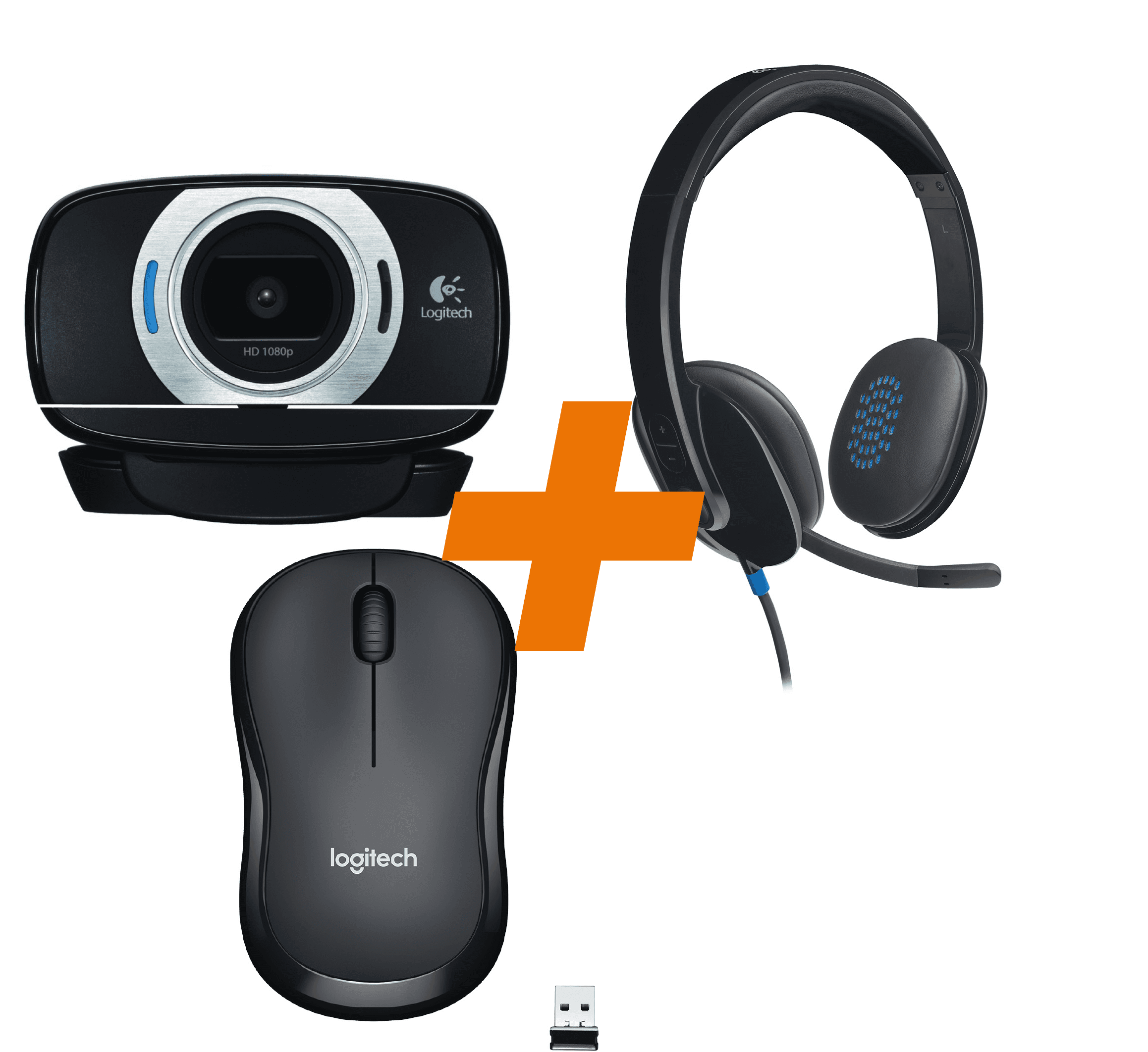 H540 USB Headset + C615 HD Webcam + M220 Silent charcoal Maus