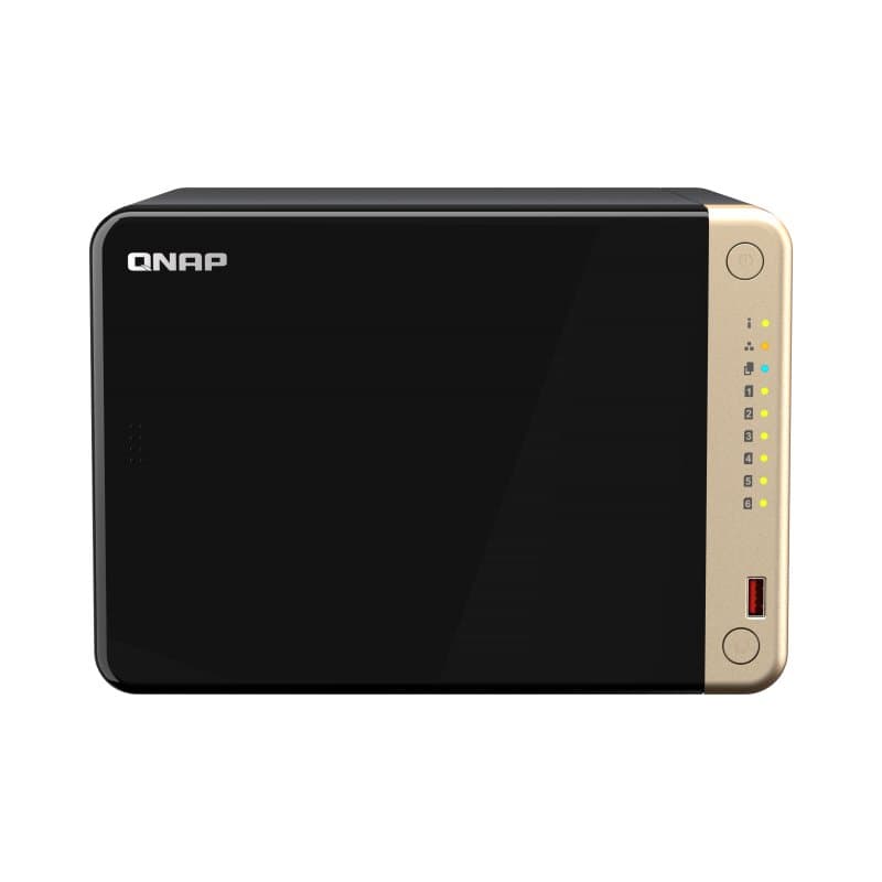 QNAP TS-664 NAS Tower Intel® Celeron® N5095 8 GB DDR4 0 TB QNAP QTS Schwarz, Bronze