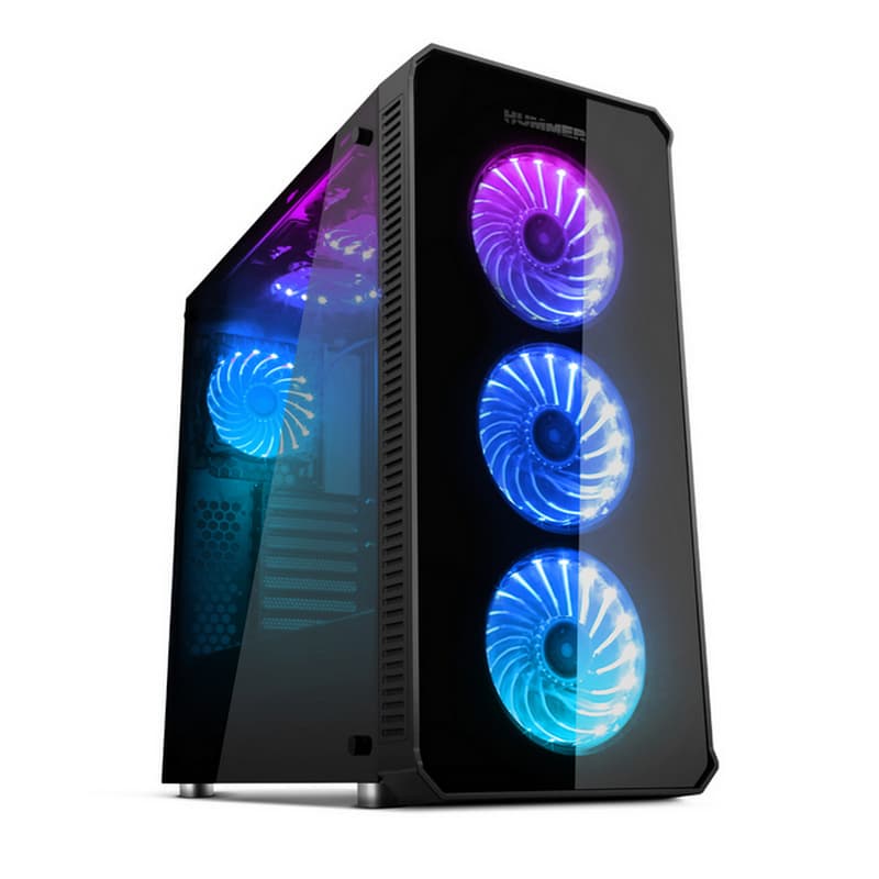 Nox Hummer TGX Rainbow RGB 3.0 USB gehärtetes Glas LED Schwarz