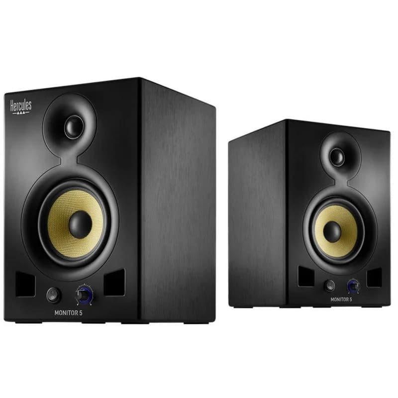 Hercules Monitor 5 schwarze aktive Monitore mit Bi-Verstärkung