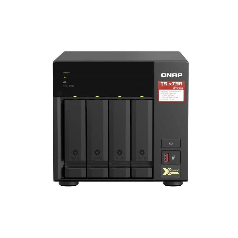 QNAP TS-473A NAS Tower Ryzen Embedded V1500B 8 GB DDR4 0 TB QNAP Turbo System Schwarz
