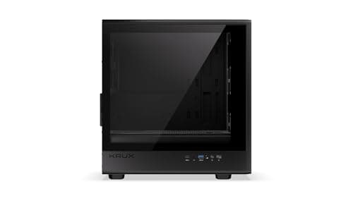 KRUX Helio, microATX Mini ITX Gehäuse, Echtholz Design, Glasfenster, 120mm PWM Lüfter, USB-C, USB 3.0, GPU bis 320mm, CPU bis 175mm, Staubfilter, Schwarz mit Holz-Front Bild 8