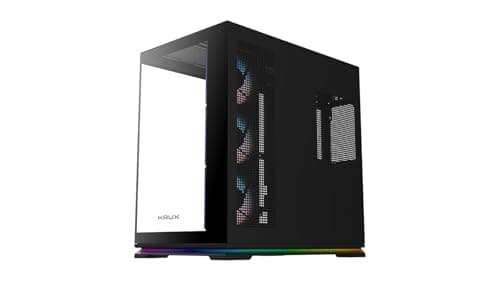 KRUX Atron PC Gehäuse ATX Gaming – Panoramisches gehärtetes Glas, 4X 120 mm ARGB PWM Lüfter, LED ARGB Streifen, USB-C, Airflow, GPU bis 420 mm, Computer Gehäuse Schwarz, Gaming Case Tower Bild 4