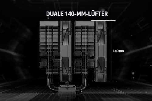 ID-COOLING FROZN A720 BLACK - Schwarzer Dual-Tower Luft-CPU-Kühler, 163mm Höhe, 7×Ф6mm Heatpipes, Dual 140x140x25mm FDB-Lüfter, TDP 300W, Intel LGA1700/1851/1200/115X/20XX; AMD AM4/AM5 Bild 6