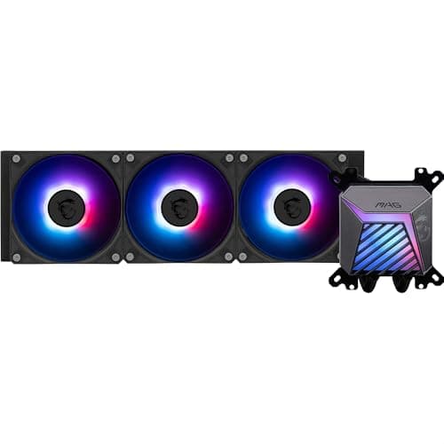 MSI MAG CORELIQUID A15 360 AIO CPU Liquid Cooler - Kupfersockel mit voller Abdeckung, verbessertes Wasserkanaldesign, ARGB GEN2, CycloBlade 9 Lüfter, Split-Flow Radiator, Lüfter mit Rifle-Lager