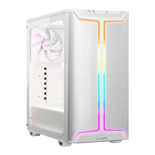 be quiet! Pure Base 501 DX White PC-Gehäuse, 3 vorinstallierte Pure Wings 3 140mm PWM-Lüfter, hoher statischer Druck, dynamisches Front-Design mit eleganter ARGB-Beleuchtung innen und außen