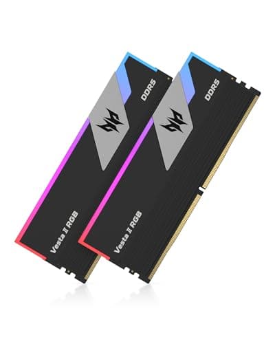 Acer Predator Vesta II DDR5 RGB RAM 32GB (16GBx2) CL36 bis zu 6000MHz - Intel XMP 3.0 & AMD EXPO - PC Computer Gaming Arbeitsspeicher (Schwarz) 32GB (16GBx2) CL36-6000MHz Schwarz Bild 2