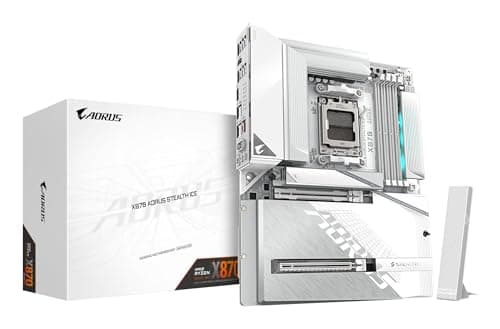 GIGABYTE X870 AORUS Stealth Ice Mainboard – Unterstützt AMD Ryzen 9000 CPUs, digitales 16+2+2 Phasen VRM, bis zu 8200 MHz DDR5 (OC), 2 x PCIe 5.0 + 2 x PCIe 4.0, Wi-Fi 7, 5 GbE LAN, USB 4
