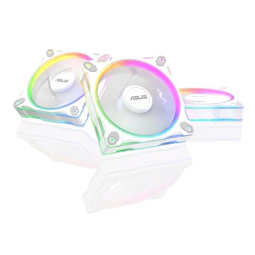 ASUS Prime MR120 White 3in1 ARGB-Gehäuselüfter 3er Pack (beidseitige Beleuchtung, 20 adressierbare RGB-LEDs, 28 mm Rahmen, PWM-Steuerung, Lüfterdrehzahl 1600 U/min, 21dB(A) Lärmpegel, 58 CFM, Weiß)