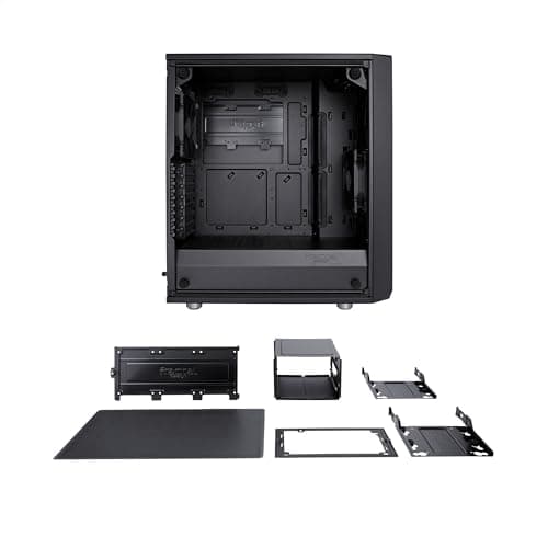 Fractal Design Meshify C - Compact Mid Tower Computer Case - Open ATX Layout- High Performance Airflow/Cooling - 2x Fans included - PSU Shroud - Modular interior - Water-cooling ready - USB3.0 - Black Black Solid Side Panel Bild 6