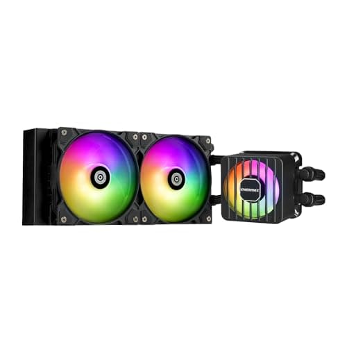 ENERMAX LIQMAXFLO 240mm CPU AIO Liquid Cooler (LGA 1700, 1200, AM5, AM4) - Xtreme Dual Chamber Pumpe- ARGB VRM Wasserblocklüfter- 380W+ TDP (2x 120 PWM ARGB Silent Flow Fan); ELC-LMF240T-ARGB, schwarz Bild 2