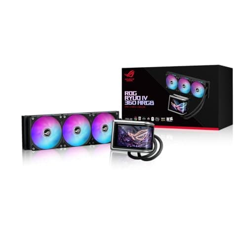 ASUS ROG Ryuo IV 360 ARGB All-in-One-CPU-Wasserkühlung (6,67-Zoll-AMOLED-Display, 3D-Videos, Asetek Emma Gen8 V2-Pumpe, 3x Daisy-Chain-Lüfter, Intel LGA 1851, 1700, 1200, 115X, AMD AM5, AM4, Schwarz)
