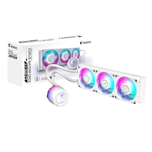 GIGABYTE AORUS WATERFORCE X II 360 Ice AIO Flüssigkeits-CPU-Kühler - 3x120mm ARGB-Lüfter, Vollfarb-LCD, Daisy-Chain, kompatibel mit Intel LGA 1851 und AMD AM5
