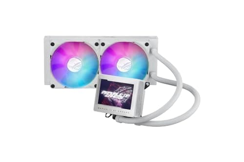 ASUS ROG Ryujin III 240 ARGB White Edition All-in-One Flüssig CPU-Kühler (3,5 Zoll LCD, Asetek-Pumpe der 8. Generation, 2x ROG 120mm Radiator mit magnetischen Daisy-Chain ARGB-Lüftern, weiß)