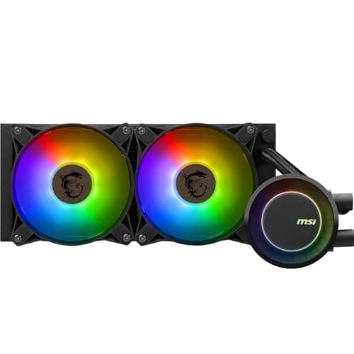 MSI MAG CORELIQUID E240 AIO CPU Wasserkühlung- Vergrößerte Kupferkühlplatte, ARGB Blockhead & FDB Lüfter, Zweikammer-Wasserblock, Split-Flow Radiator, Mystic Light, AMD & Intel kompatibel