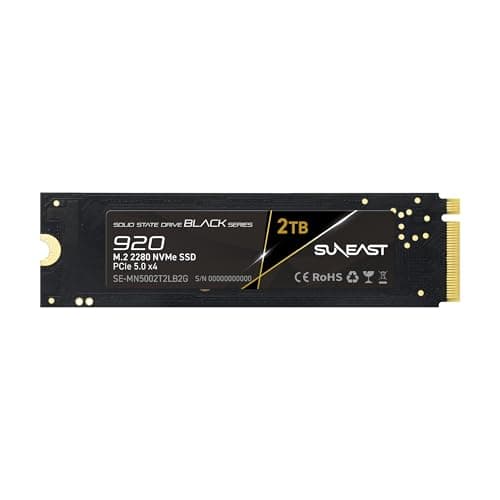 SUNEAST Black Series SSD, 2 TB, PCIe 5.0x4 M.2 2280 NVMe, Lesen: 14.800 MB/s, Schreiben: 12.800 MB/s, für Hochleistungsrechnen, Gaming und Workstations für KI