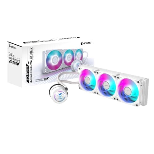 GIGABYTE AORUS WATERFORCE II 360 Ice AIO Flüssigkeits-CPU-Kühler - 3x120mm ARGB-Lüfter, Schiebe-in-Verriegelungsmechanismus, Daisy-Chain, kompatibel mit Intel LGA 1851 und AMD AM5