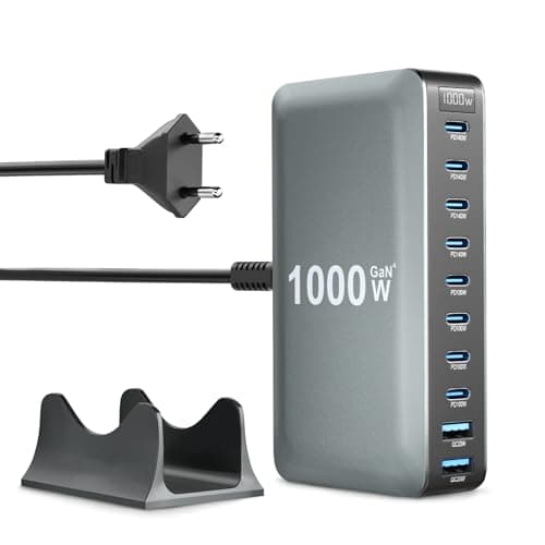 1000W USB C Ladegerät GaN4 10-Ports Desktop Ladestation PD Charger 140W Schnellladegerät mehrfach unterstützt PPS kompatibel mit MacBook Pro/Air, iPhone Serien, Galaxy Serien usw Bild 2