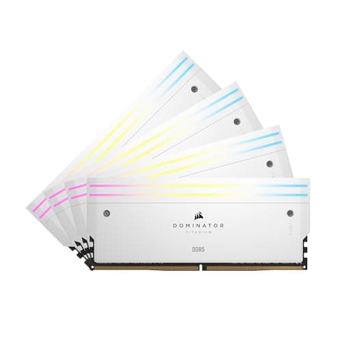 CORSAIR Dominator Titanium RGB DDR5 RAM 64GB (4x16GB) Bis zu 6400MHz CL32 Intel XMP 3.0 Desktop-Arbeitsspeicher – Weiß (CMP64GX5M4B6400C32W)