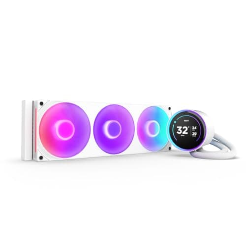 NZXT Kraken Serie – AIO CPU-Flüssigkeitskühler – Anpassbares LCD-Display – Hochleistungs-Lüfter – Kompatibel mit Intel® & AMD® Sockel – Elite 360 RGB – Weiß