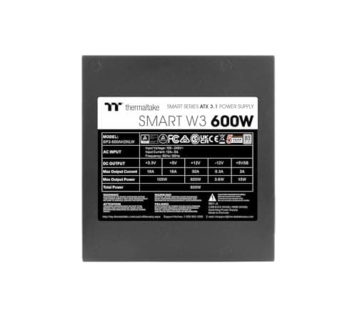 Thermaltake Smart W3 600W | ATX | ATX 3.1 Ready | 80 Plus | sehr leise | 120mm FDB Lüfter | Single Rail +12V | DC DC Design | Schutzschaltungen OCP OVP UVP OPP SCP OTP | 5 Jahre Garantie Bild 8