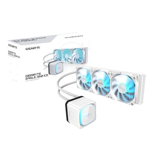 GIGABYTE Eagle 360 Ice Flüssig-CPU-Kühler - 3x120mm ARGB-Lüfter, Vollfarb-LCD, Daisy-Chain, Kompatibel mit Intel LGA 1851 und AMD AM5