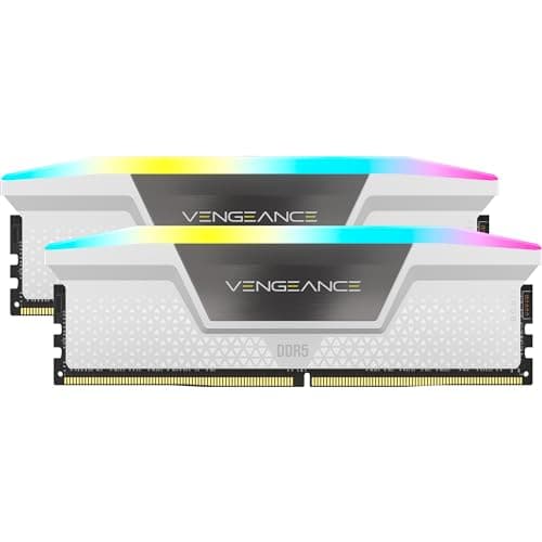 CORSAIR Vengeance RGB DDR5 RAM 64GB (2x32GB) Bis zu 6000MHz CL30 Intel XMP 3.0 Desktop-Arbeitsspeicher – Weiß (CMH64GX5M2B6000C30W)