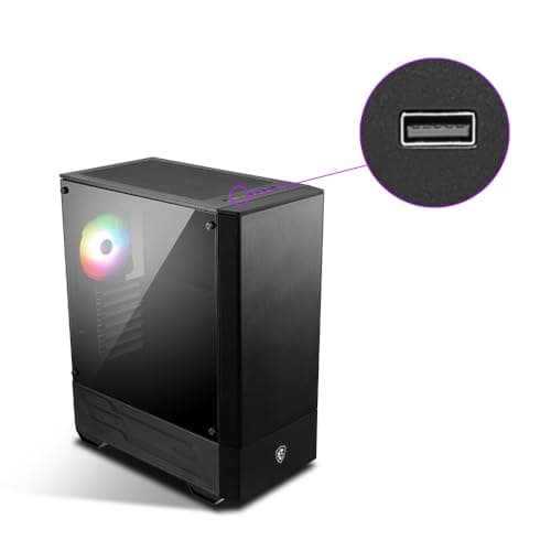 MSI MAG Forge 110R Mid-Tower ATX Gehäuse (2X USB 3.0 Anschluss, 1x 120mm A-RGB Fan im Lieferumfang, schwarz, RGB) Bild 8