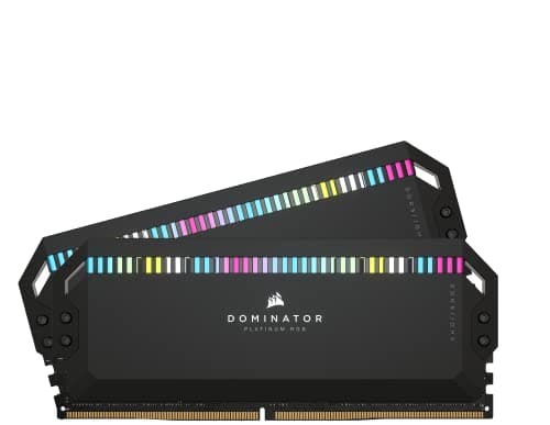CORSAIR Dominator Platinum RGB DDR5 RAM 32GB (2x16GB) Bis zu 6000MHz CL36-44-44-96 1.35V Intel XMP 3.0 Desktop-Arbeitsspeicher – Schwarz (CMT32GX5M2E6000C36)