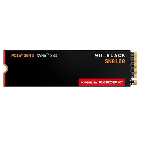 WD_Black SN8100 1 TB PCIe 5.0x4 NVMe M.2 SSD, Lesegeschwindigkeiten von bis zu 14.900 MB/s, Schreibgeschwindigkeiten von bis zu 11.00MB/s, TLC 3D CBA NAND