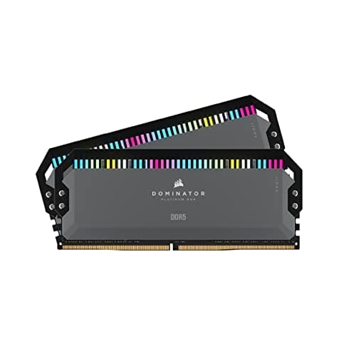 CORSAIR Dominator Platinum RGB DDR5 64GB (2x32GB) DDR5 Bis zu 6000MHz CL30 AMD Expo Intel XMP iCUE Kompatibler Computerspeicher - Grau (CMT64GX5M2B6000Z30)