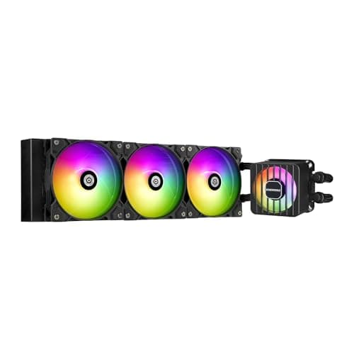 ENERMAX LIQMAXFLO 360mm CPU AIO Liquid Cooler (LGA 1700, 1200, AM5, AM4) - Xtreme Dual Chamber Pumpe- ARGB VRM Wasserblocklüfter- 400W+ TDP (3x 120 PWM ARGB Silent Flow Fan); ELC-LMF360T-ARGB, schwarz Bild 2