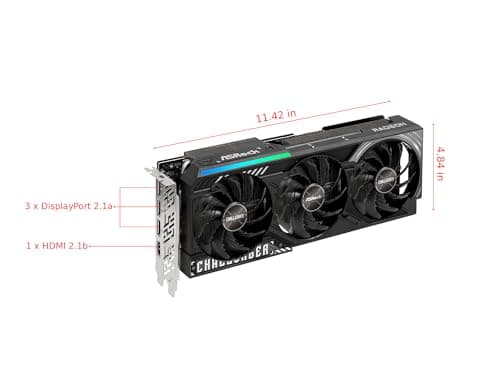 ASRock Radeon RX 9070 XT Challenger 16 GB OC-Grafikkarte, AMD RDNA 4 Architektur, 2970 MHz Boost Clock, 16 GB GDDR6, PCIe 5.0, DisplayPort 2.1a, HDMI 2.1b, Triple Cooling Bild 4