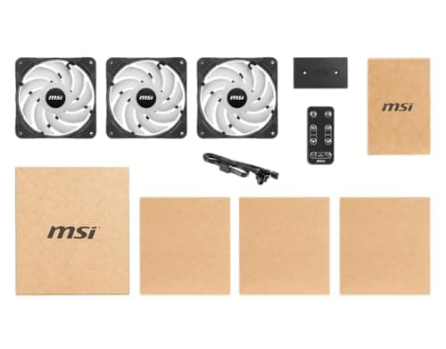 MSI MAX F12A-3H 120 mm Gehäuse Lüfter (3 x 120 mm Lüfter, LED-Steuerung, Fernbedienung, 3er Pack, schwarz, ARGB) A-RGB Bild 4