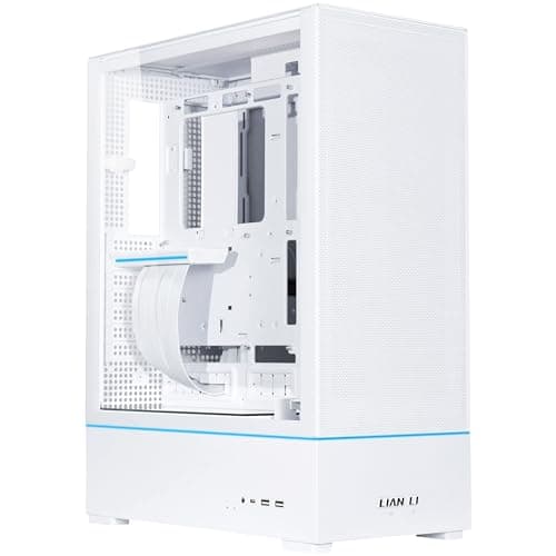 Lian Li SUP-01W PC-Gehäuse, Triple Cooling Chamber Design, 400mm GPU-Freiraum, unterstützt Radiatoren bis zu 360mm, DREI vorinstallierte 120mm Lüfter, Stahl, gehärtetes Glas, Weiß Bild 2