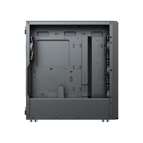 Air 100 Midi Tower PC-Gehäuse, Große Metall Mesh-Front, gehärtetes Glas-Seitenfenster, 4X 120mm A-RGB Hydro-Lager Lüfter, GPU bis 383mm, Abnehmbarer Mesh Deckel, ATX Netzteil, Schwarz Bild 8