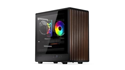 KRUX Helio, microATX Mini ITX Gehäuse, Echtholz Design, Glasfenster, 120mm PWM Lüfter, USB-C, USB 3.0, GPU bis 320mm, CPU bis 175mm, Staubfilter, Schwarz mit Holz-Front Bild 4