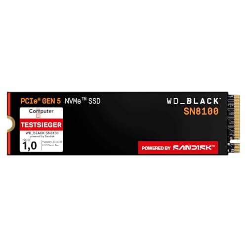 WD_Black SN8100 1 TB PCIe 5.0x4 NVMe M.2 SSD, Lesegeschwindigkeiten von bis zu 14.900 MB/s, Schreibgeschwindigkeiten von bis zu 11.00MB/s, TLC 3D CBA NAND Bild 3