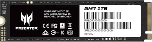 Acer Predator GM7 1TB M.2 NVMe SSD PCIe 4.0 - Lesegeschwindigkeit bis zu 7400 MB/s - TLC NAND Flash -Professionelle Gaming Interne Festplatte für PC, Laptop & PS5 Bild 2