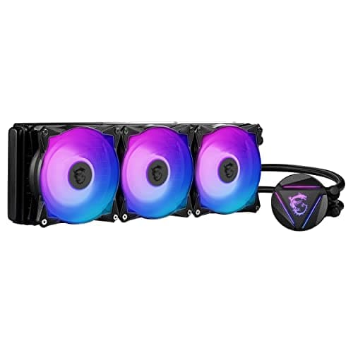 MSI MAG CORELIQUID 360R V2 AIO CPU Wasserkühlung, drehbarer ARGB-Blockkopf, integrierte Kühlerpumpe, Split-Flow Wasserkühlung, verdampfungssichere Schläuche, einfache Montage, AMD & Intel kompatibel