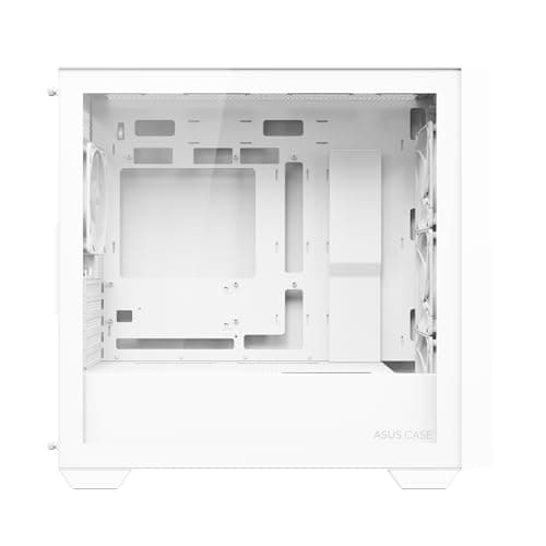 ASUS A21 Plus TG ARGB White microATX PC Gehäuse (vorinstallierte ARGB-Lüfter, Mesh Frontpanel, kompatibel mit Mainboards mit versteckten Anschlüssen, 360-mm-Radiatoren, 380-mm-Grafikkarten, weiß) Bild 6