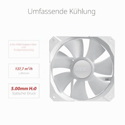 ASUS ROG STRIX LC II 240 ARGB White Edition All-in-One Flüssig-CPU-Wasserkühlung (Aura Sync, zwei adressierbare ROG 120mm RGB-Lüfter) Bild 6