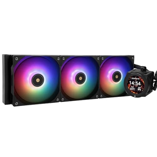 Thermalright CORE VISION 360 Schwarz ARGB-360mm AIO CPU-Flüssigkeitskühler, IPS LCD-Bildschirm mit 480 * 480 Auflösung,für AM4/AM5/Intel 1700/1851,'2.1 Zoll'Magnet-Absorber LCD-Bildschirm für Bilder CV360 BLACK ARGB Bild 2