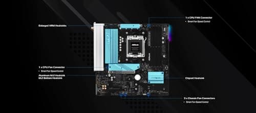 ASRock B650M Pro X3D WiFi 6E AMD AM5 Micro-ATX Motherboard, unterstützt Ryzen 9000/8000/7000 Series Prozessoren, DDR5 8000+ (OC), PCIe 5.0, 2.5G LAN, 8+2+1 Power Phase Bild 8