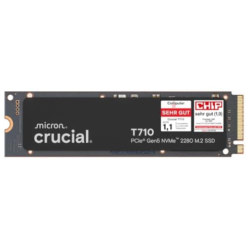 Crucial T710 SSD 1TB M.2 NVMe PCIe 5.0 x4 Gen5, bis zu 14.900 MB/s Lesen, 13.700 MB/s Schreiben, für Laptop und Desktop PC, TLC NAND, Interne Festplatte - CT1000T710SSD8-01 Bild 2