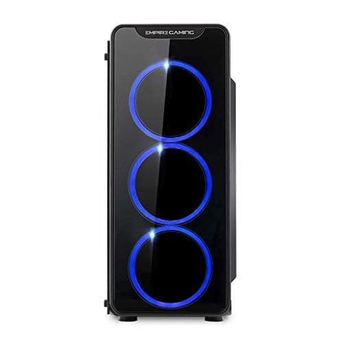 EMPIRE GAMING Warmachine - Gamer-PC-Gehäuse – Mittelgroßer ATX Gehäuseturm - 4 Geräuschlose Lüfter - LED-RGB-Dual-Ring: Rückbeleuchtung mit 11 Modi - Front und Seite aus Vorgespanntem Glas Bild 6