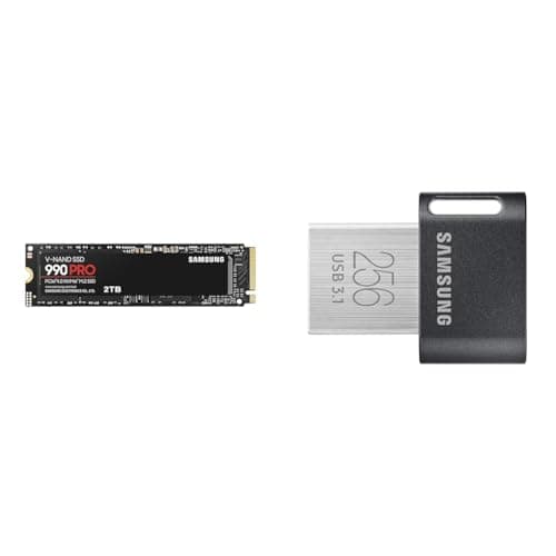 Samsung 990 PRO NVMe M.2 SSD, 2 TB, PCIe 4.0, 7.450 MB/s Lesen & FIT Plus USB-Stick Typ-A, 256 GB, 400 MB/s Lesen Bild 2